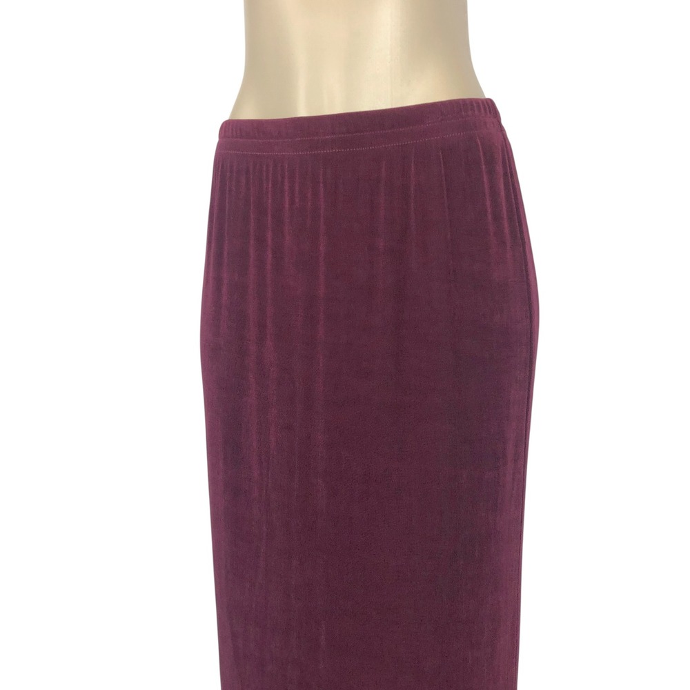 Vintage A Touch of Class Knit Slinky Maxi Skirt Size S/M Whimsigoth 90s Burgundy - Picture 5 of 10